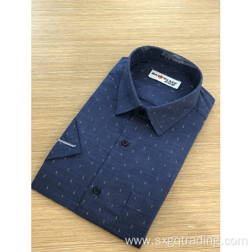 Navy blue print male stand-up collar shirt